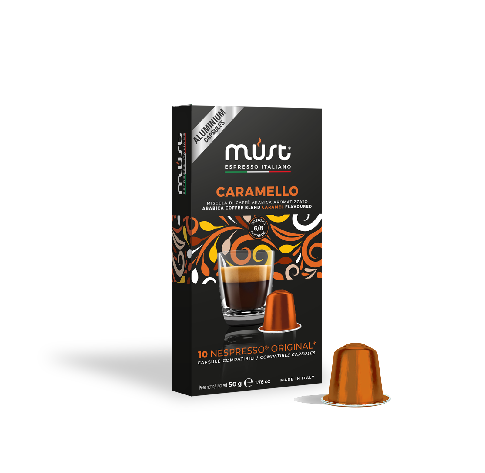 CARAMEL FLAVOURED COFFEE NESPRESSO COMPATIBLE CAPSULES