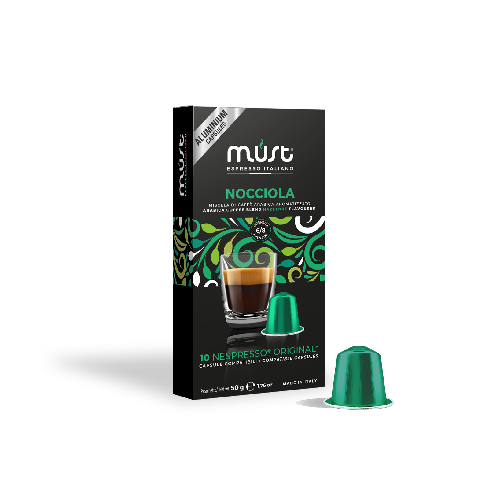 HAZELNUT FLAVOURED COFFEE NESPRESSO COMPATIBLE CAPSULES