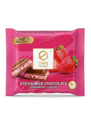 zero guilt stevia milk chocolate strawberry yogurt 85 gr